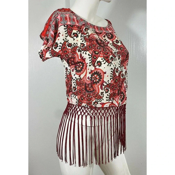 Michael Kors short sleeve boho cropped top shirt - Picture 2 of 6